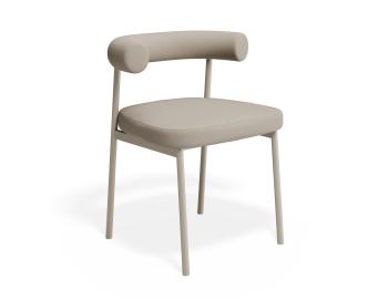 Marlowe Dining Chair - Grey Legs - Fawn Beige Fabric 