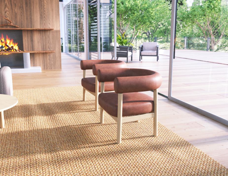 L 2 Marlowe Loungechair Wood Retrobrandy