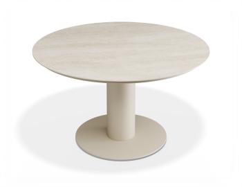 Loma Outdoor LOW Dining Table 120cm Latte with Dune Ceramic Top