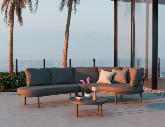 Aluna Outdoor Sofa Left End Open - Charcoal - Granite Grey Fabric
