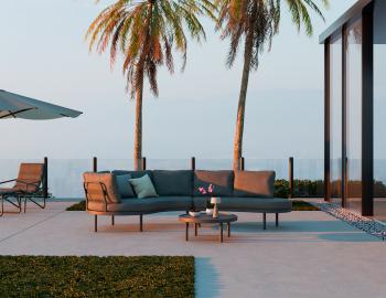 Aluna Outdoor Sofa Right End Open - Charcoal - Granite Grey Fabric