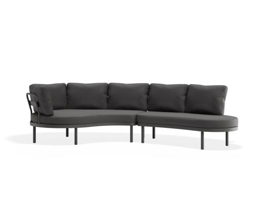 Aluna Outdoor Sofa Right End Open - Charcoal - Granite Grey Fabric