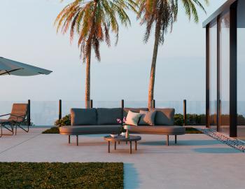 Aluna Outdoor Sofa Open Ends - Charcoal - Granite Grey Fabric