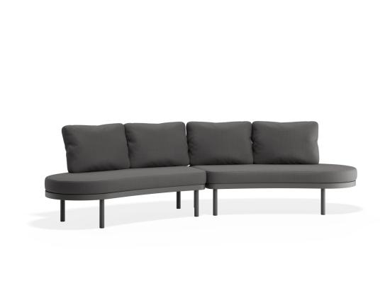 Aluna Outdoor Sofa Open Ends - Charcoal - Granite Grey Fabric