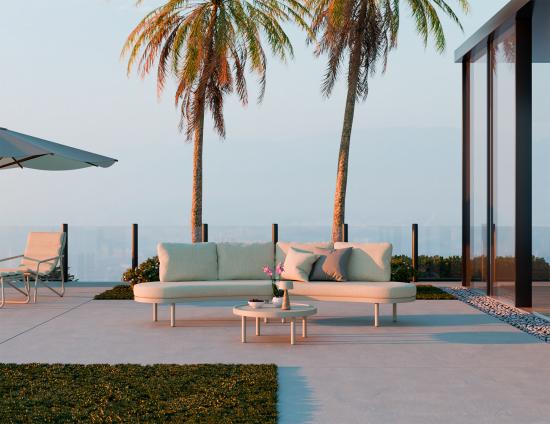 Aluna Outdoor Sofa Open Ends - Latte - Oat Boucle Fabric