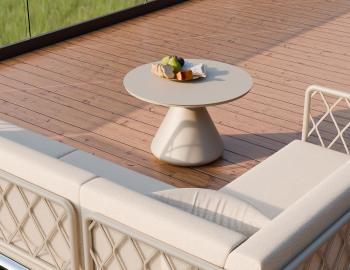 Kora Outdoor 71cm Dia Coffee Table - Matt Latte