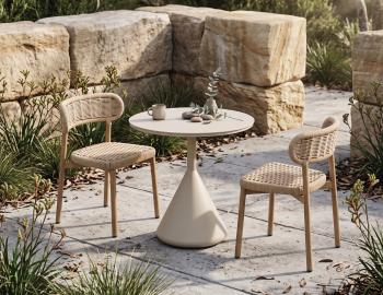 Kora Outdoor 71cm Dia Cafe Table - Matt Latte