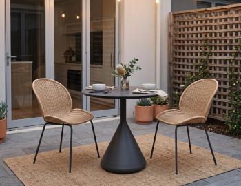 Kora Outdoor 71cm Dia Cafe Table - Matt Charcoal - Basalt Ceramic