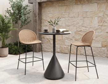 Kora Outdoor High Bar Table - Matt Charcoal - Basalt Ceramic