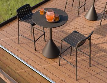 Kora Outdoor High Bar Table - Matt Charcoal - Basalt Ceramic