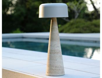 Aura Large Solar Outdoor Lamp in Latte and Travertine
