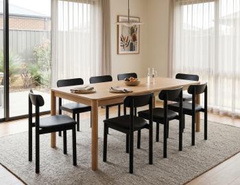 Zara Dining Chair Black Ash Upholstered Seat