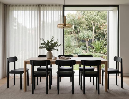 Upholsted Black Zara Chairs With Oak Nordica Table