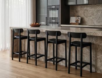 Zara Bar Stool Black Ash Upholstered Seat