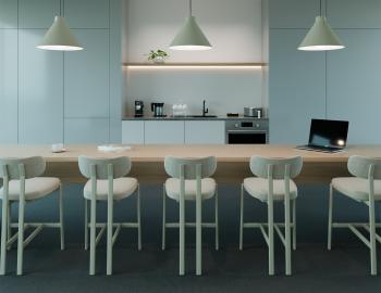 Nova Kitchen Stool - Dove Legs - Shell Fabric 