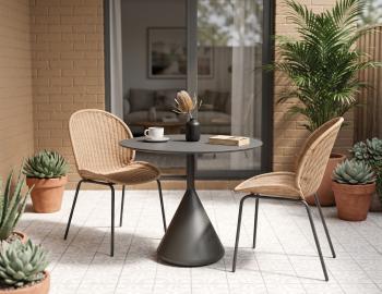 Kora Outdoor 90cm Dia Cafe Table - Matt Charcoal