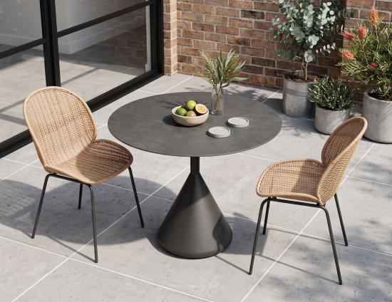 Ceramic Kora Table Round Charcoal