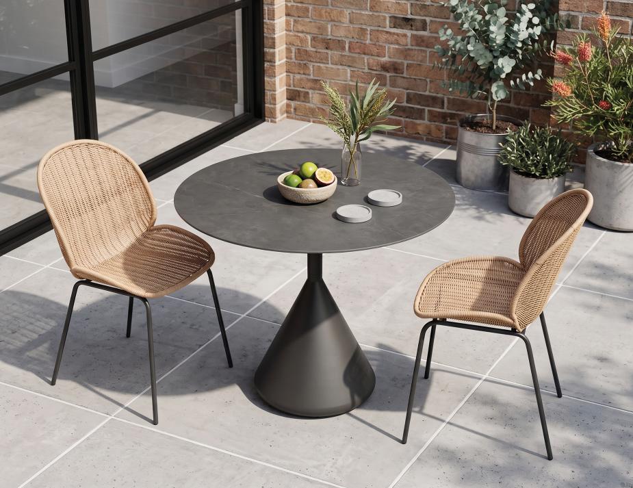 Ceramic Kora Table Round Charcoal