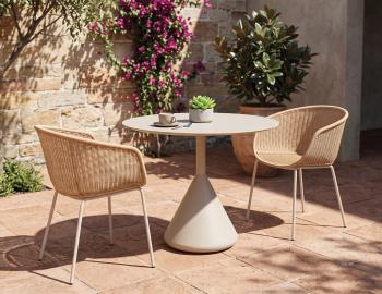 Kora Outdoor 90cm Dia Cafe Table - Matt Latte