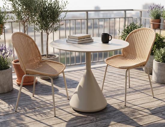 Modern Table And Chairs On Balcony
