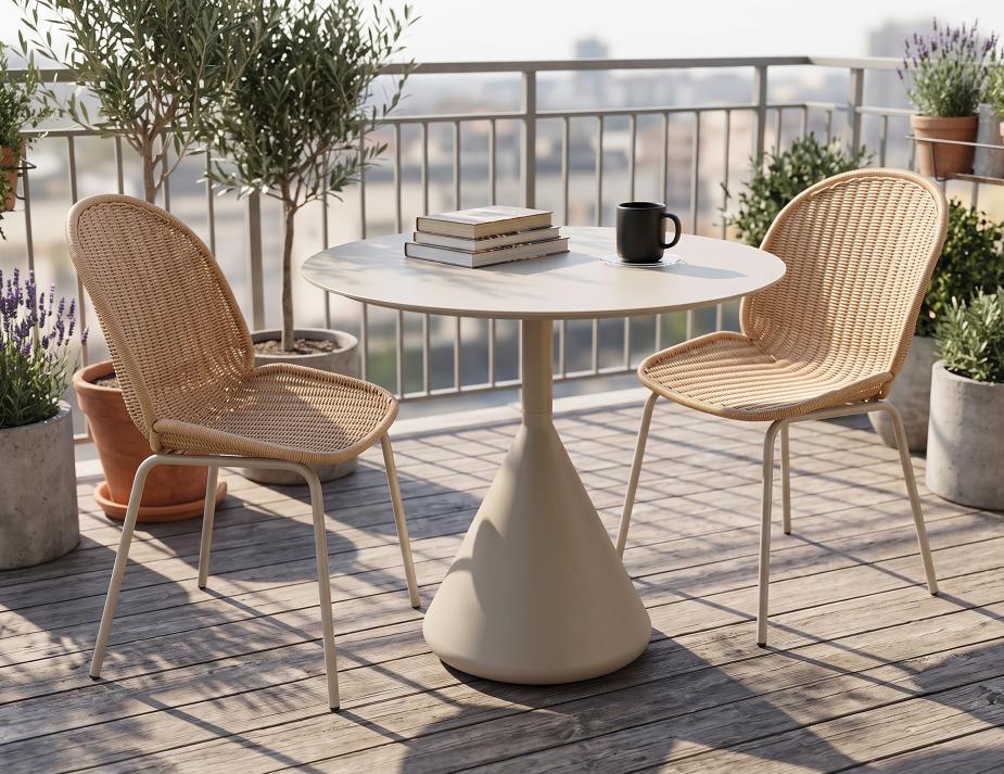 Modern Table And Chairs On Balcony