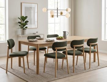 Oskar Dining Chair - Oak Legs - Hunter Green Fabric 