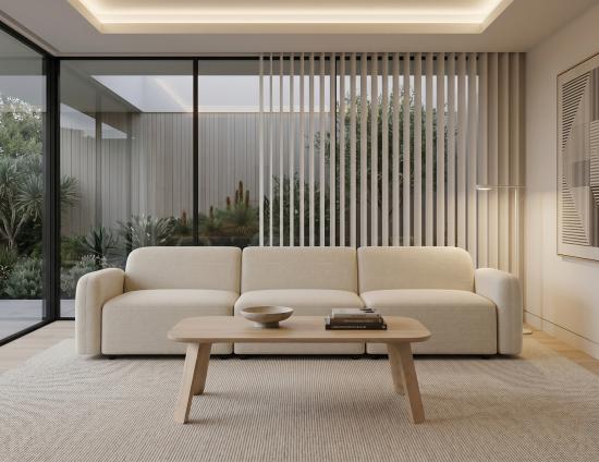 Modern 3 Seater Fabric Sofa