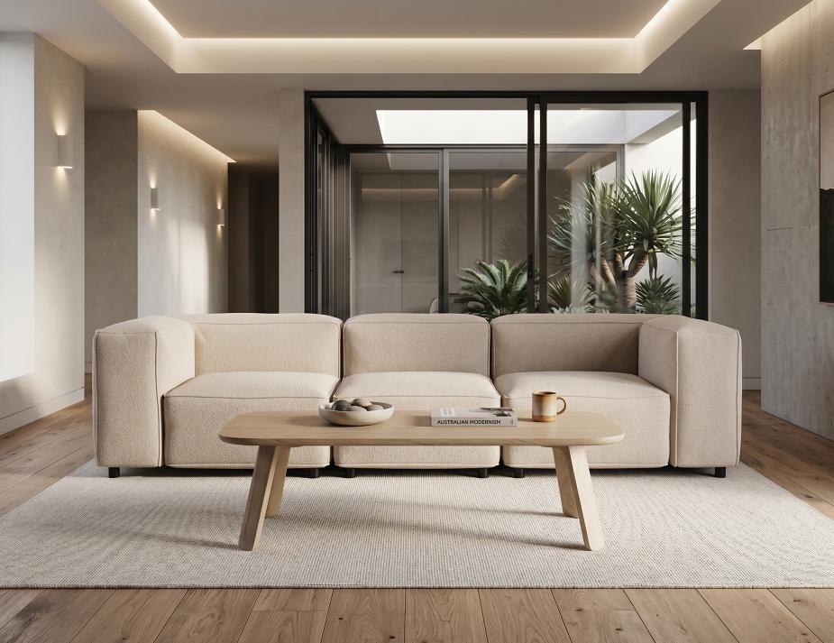 Mateo Rectangle Wooden Coffee Table Nolia 3 Seate Sofa