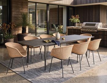 Arken Outdoor Extendable Dining Table Matt Charcoal - Basalt Ceramic Top