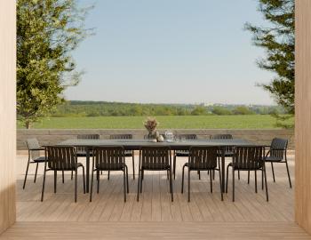 Arken Outdoor Extendable Dining Table Matt Charcoal - Basalt Ceramic Top