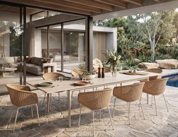 Arken Outdoor Extendable Dining Table Matt Latte - Dune Ceramic Top