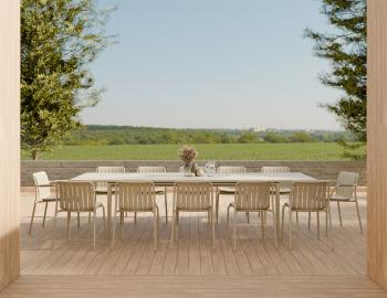 Arken Outdoor Extendable Dining Table Matt Latte - Dune Ceramic Top