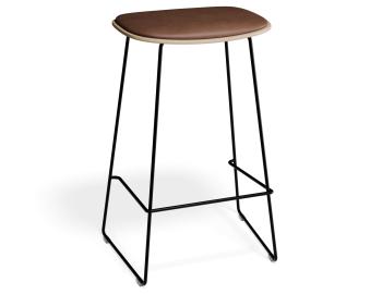 Elva Bar Stool - Natural Wood - Tan Pad - Black Frame