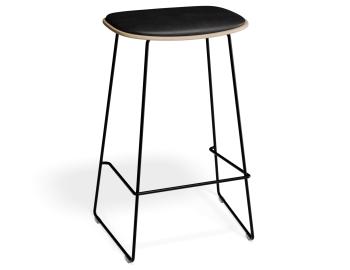 Elva Bar Stool - Natural Wood - Black Pad - Black Frame