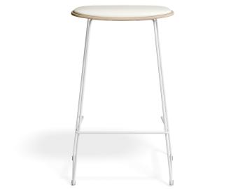 Elva Bar Stool - Natural Wood - White Pad - White Frame