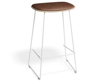 Elva Bar Stool - Natural Wood - Tan Pad - White Frame