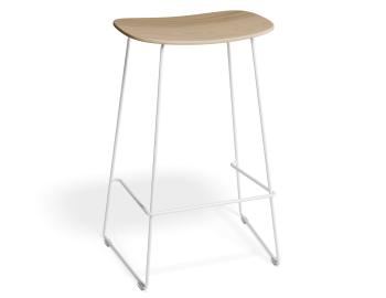 Elva Bar Stool - Natural Wood - White Frame