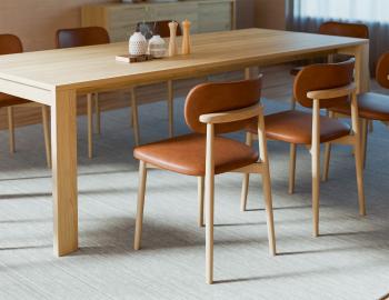 Oskar Dining Chair - Oak Legs - Brandy PU