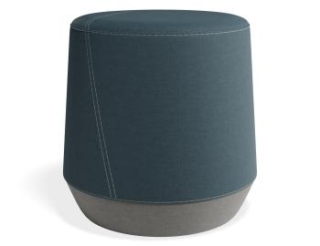 Button Small Ottoman - Light Grey Lower - Blue Upper