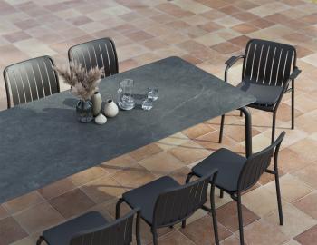 Roku Outdoor Ceramic Dining Table 220cm - Matte Charcoal