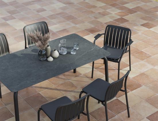 L 2 Roku Diningtable Basalt 160 Chairs Pad Charcoal Charcoal Residential