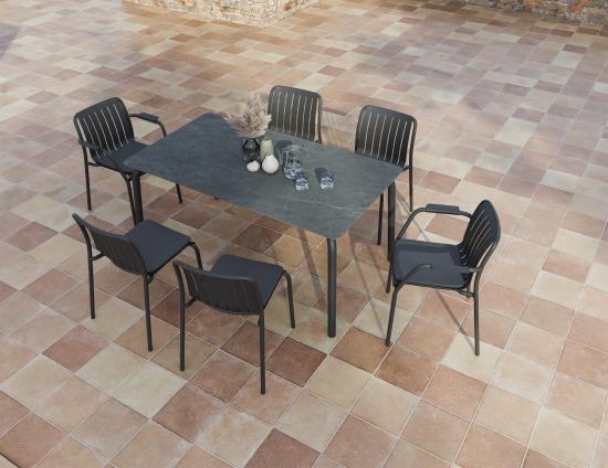 L 4 Roku Diningtable Basalt 160 Chairs Pad Charcoal Charcoal Residential