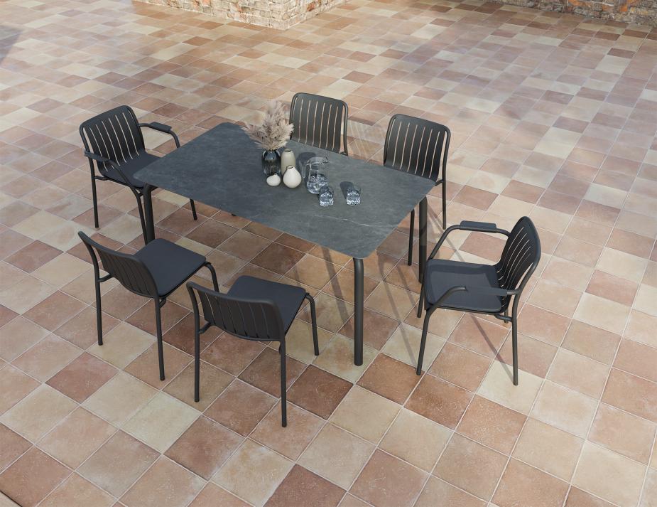 L 4 Roku Diningtable Basalt 160 Chairs Pad Charcoal Charcoal Residential