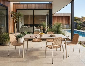 Roku Outdoor Ceramic Dining Table 160cm - Matte Latte