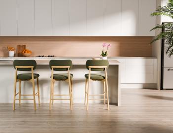 Oskar Bar Stool - Oak Legs - Hunter Green Fabric 