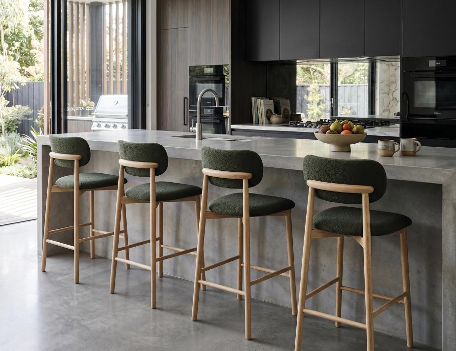 Wooden Stool Oskar Green Uphoolstered