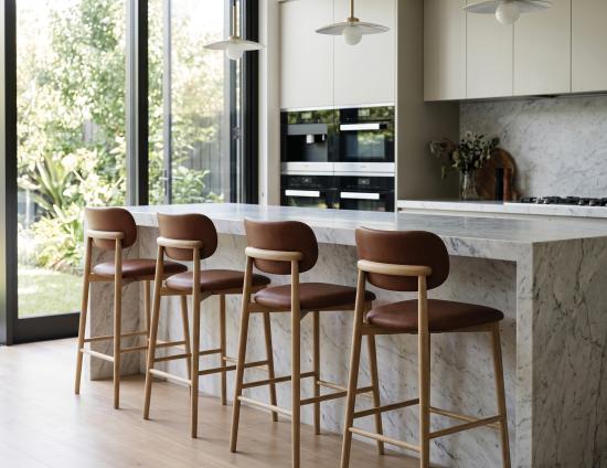 Timber Tan Leather Kitchen Stool