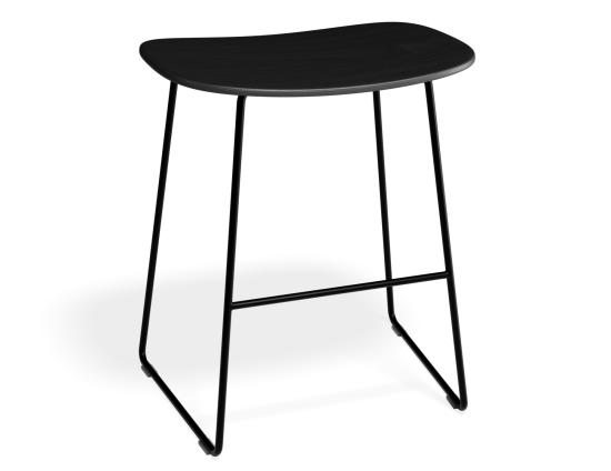 Elva Low Stool - Black Wood - Black Frame
