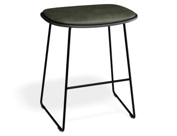 Elva Low Stool - Black Wood - Green Pad - Black Frame