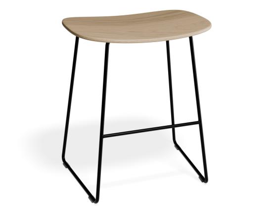 Elva Low Stool - Natural Wood - Black Frame
